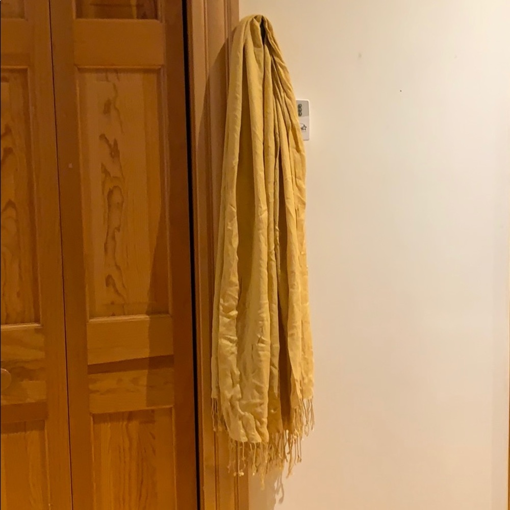 Large Versatile Yellow/Gold Scarf with Tassels
